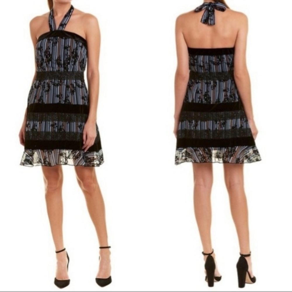 REVOLVE FOXIEDOX Felora Halter Dress Lace Velvet NWT